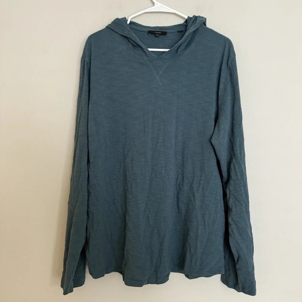 Vince Men's 100% Cotton Pullover Hoodie Sweatshirt Navy Blue • XL